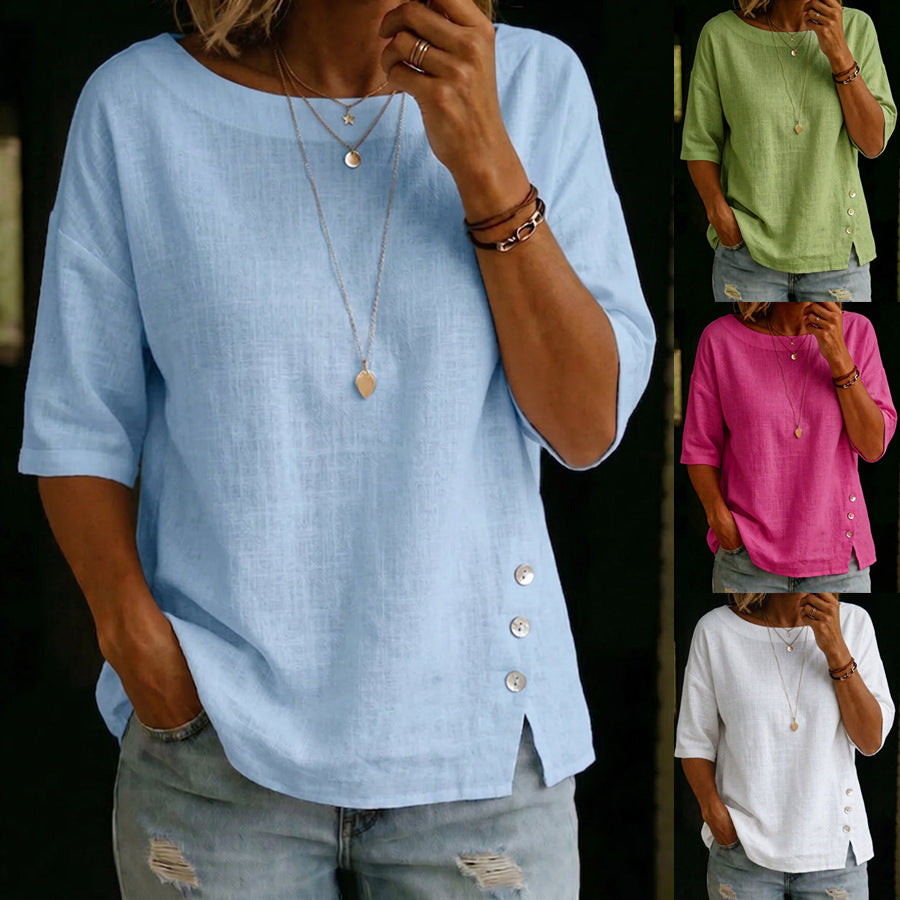 Casual Loose-Fit Round Neck Top