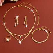 Double Layer Water Drop Pendant Necklace Set