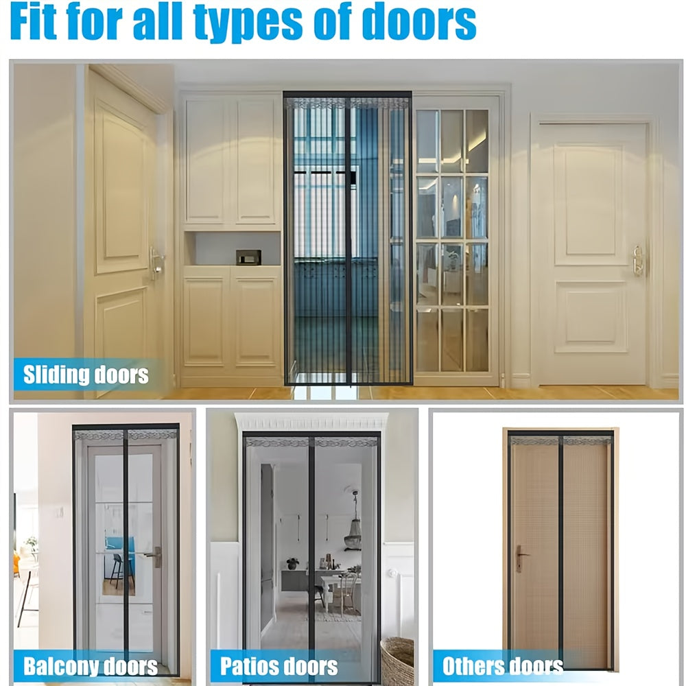 1pc Magnetic Screen Door, Mosquito and Fly Proof Door Curtain, Easy to Install, Top Lace Design & Storage, Pet Friendly, Suitable for Living Room, Bedroom, Balcony, Front Door, Garage, Partition, Priv