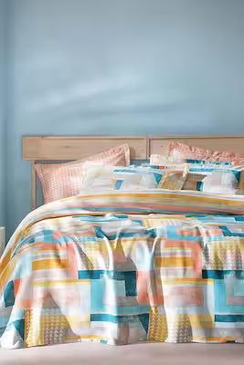 Orange Double Pique Bedding Set – 100% Cotton Duvet Cover, Fitted Sheet and Pillow Cases