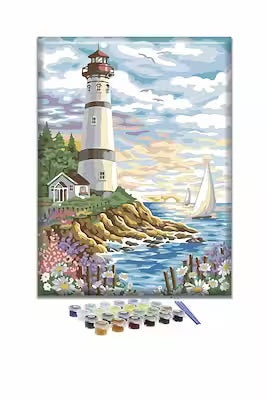 Lighthouse Color‑by‑Number Kit – 40×50 cm Stretched Canvas