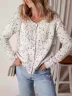 Colorful Polka-dot Patchwork Pullover Sweater