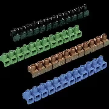 12-pole terminal block with brass contacts and polyamide housing for secure electrical connections