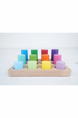 Montessori cylinder matching game for color and size learning