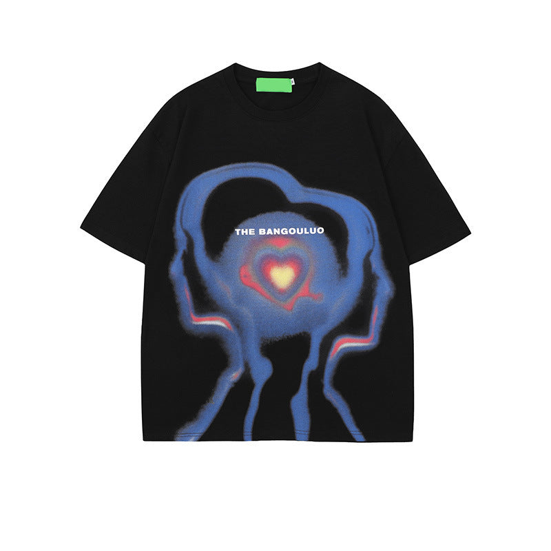3D Alien Print Casual Loose Short Sleeve T-Shirt
