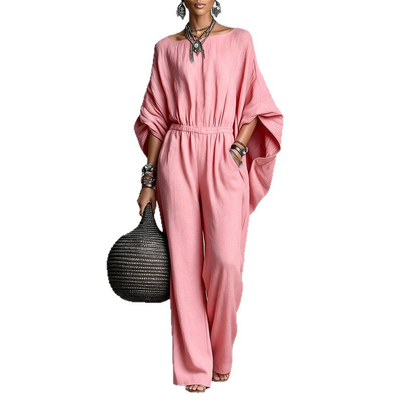 Elegant Wide-Leg Flared-Sleeve Jumpsuit
