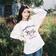 White Long Sleeve T-shirt Women's New Slim Fit Slimming Korean Style Wear Unique Beautiful Girl Age-reducing Cotton Drawstring Top