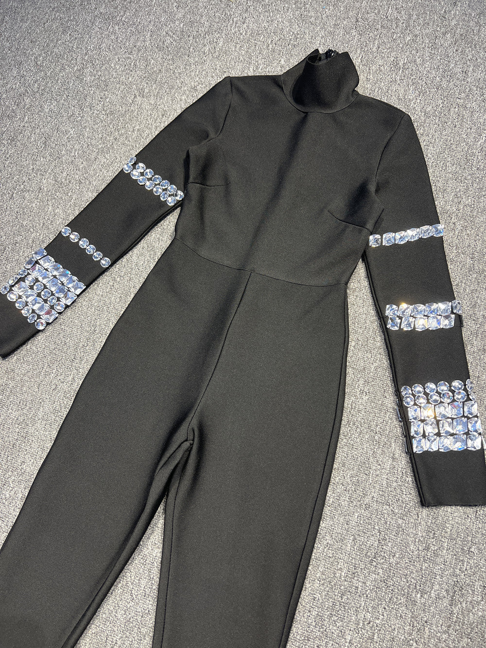Sleek Long Sleeve Turtleneck Skinny Jumpsuit