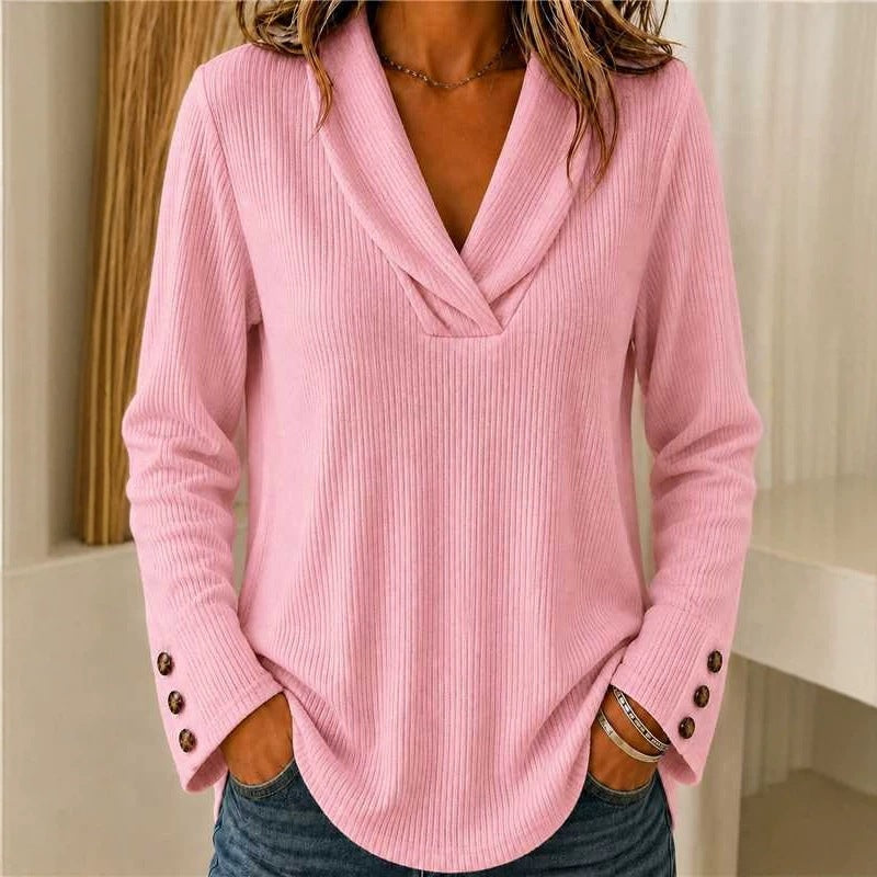 Fashionable Womens Solid-color Crew-neck Casual Sweater