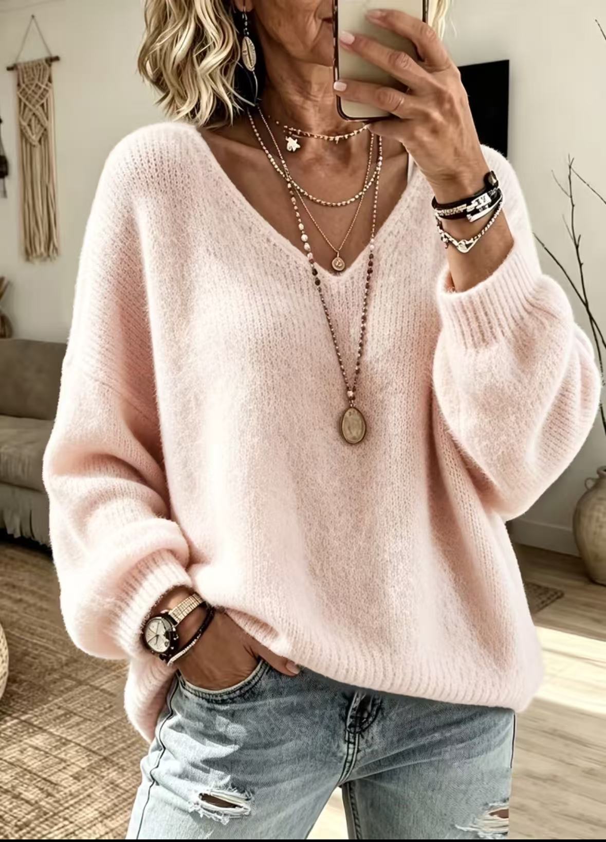 Long-sleeve Casual Loose-fit Knit Sweater for Women