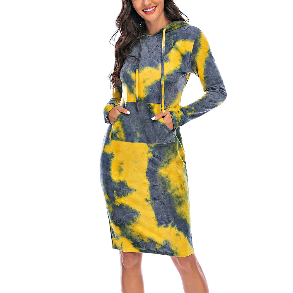 Vibrant Tie-Dye Hooded Long Sleeve Sweatshirt