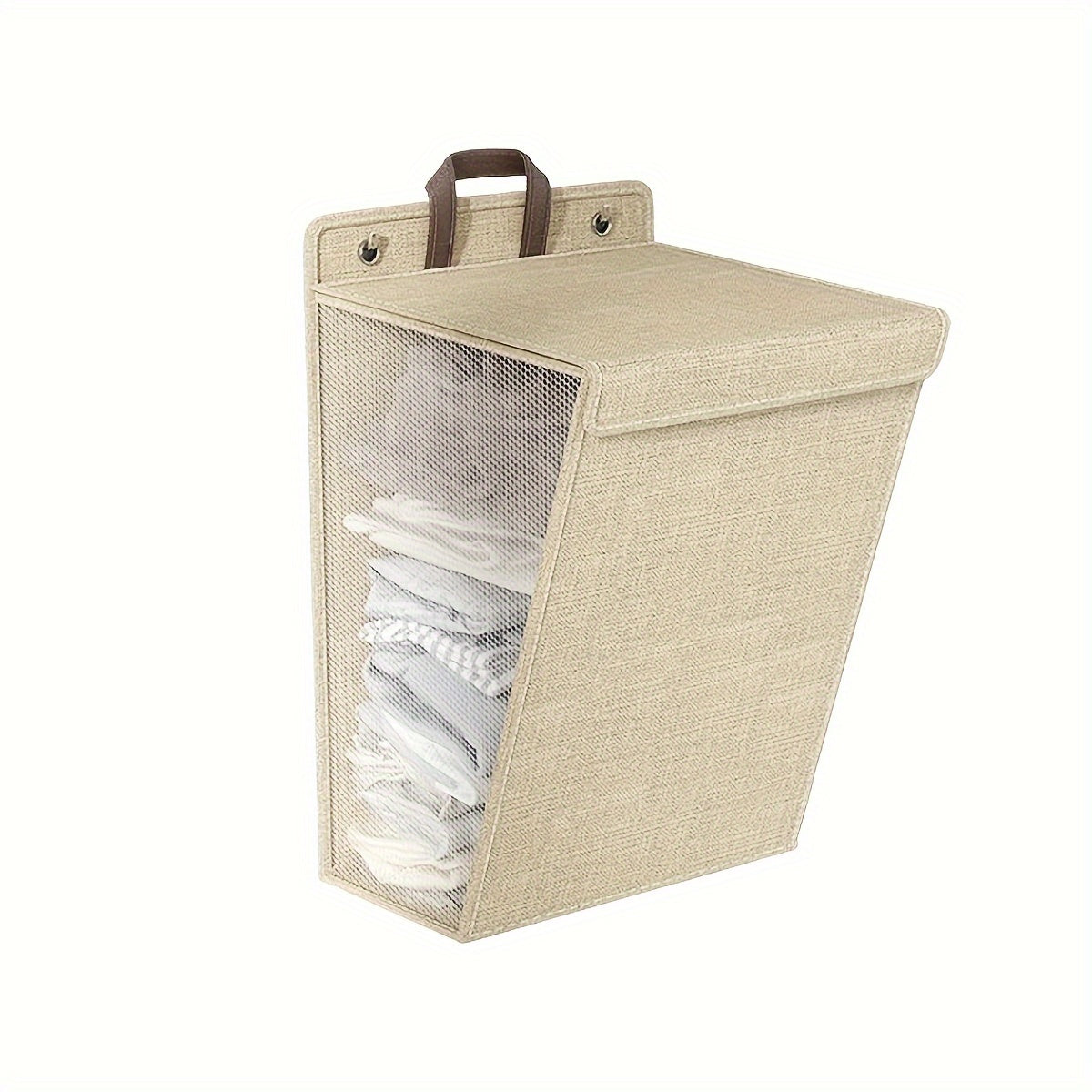 Collapsible Wall‑Mounted Laundry Hamper with Mesh Window, Space‑Saving Bathroom Storage Basket