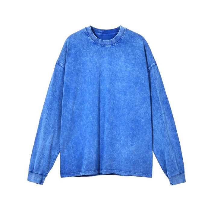 American Retro Double Yarn Cotton Worn Looking Washed-out T-shirt Top