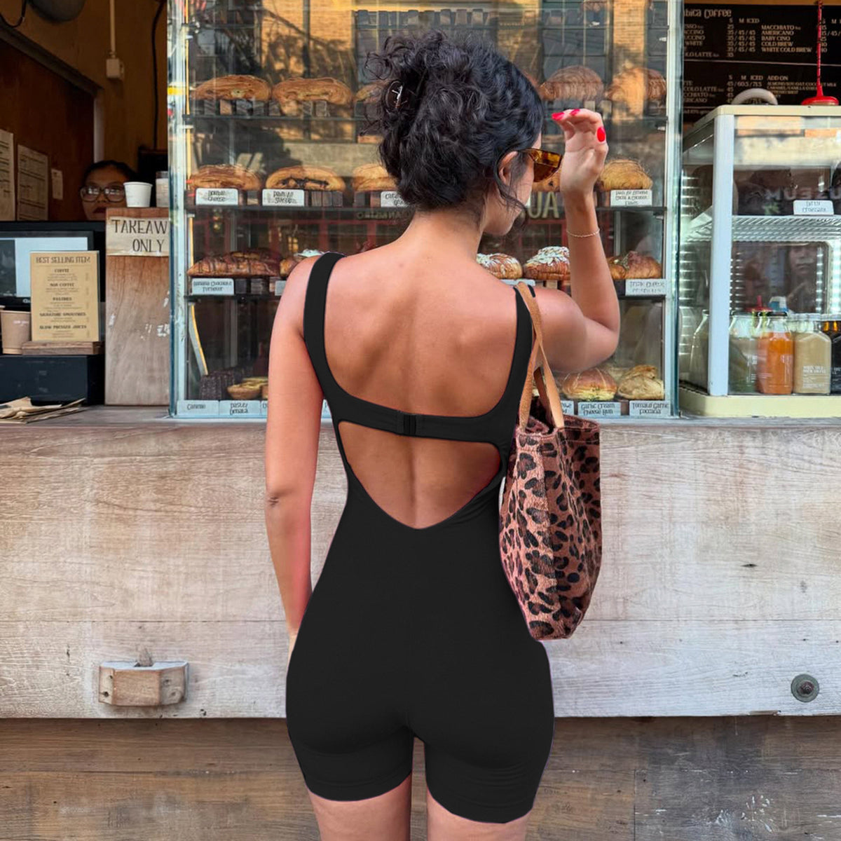 Open-Back Athletic Jumpsuit Romper