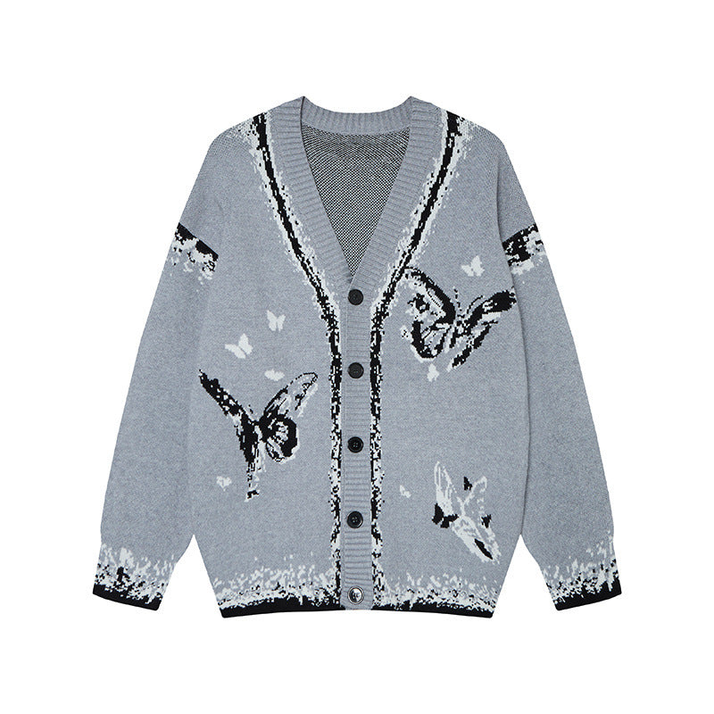 American Retro Niche High-street Button-up Cardigan Sweater for Women