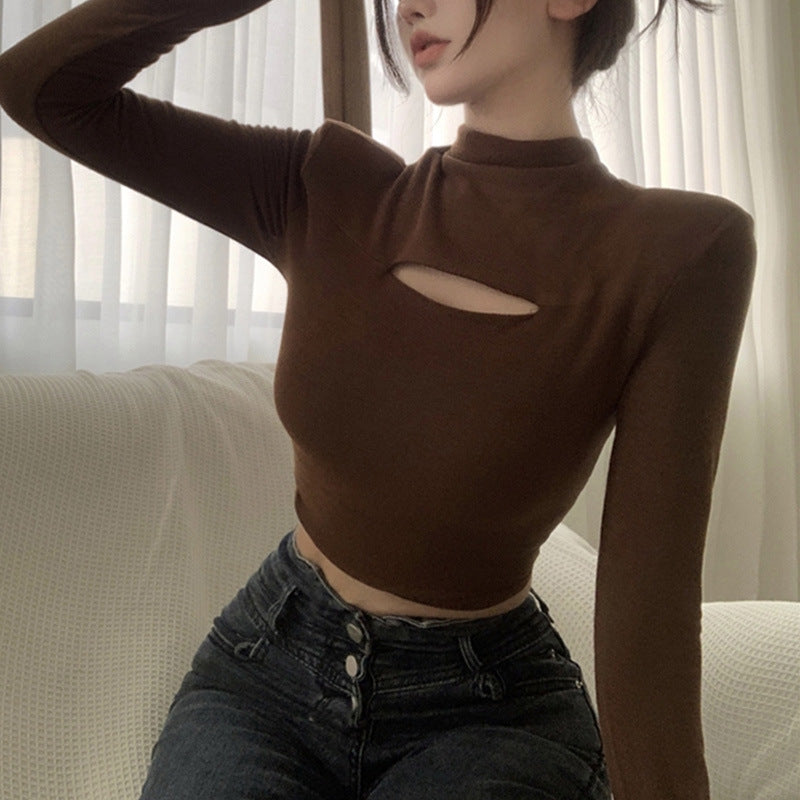Women's Slim Ribbed Turtleneck Warm Long-Sleeve Top