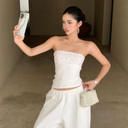 White Sequin Sleeveless Tank Top – Sparkling Slim Fit
