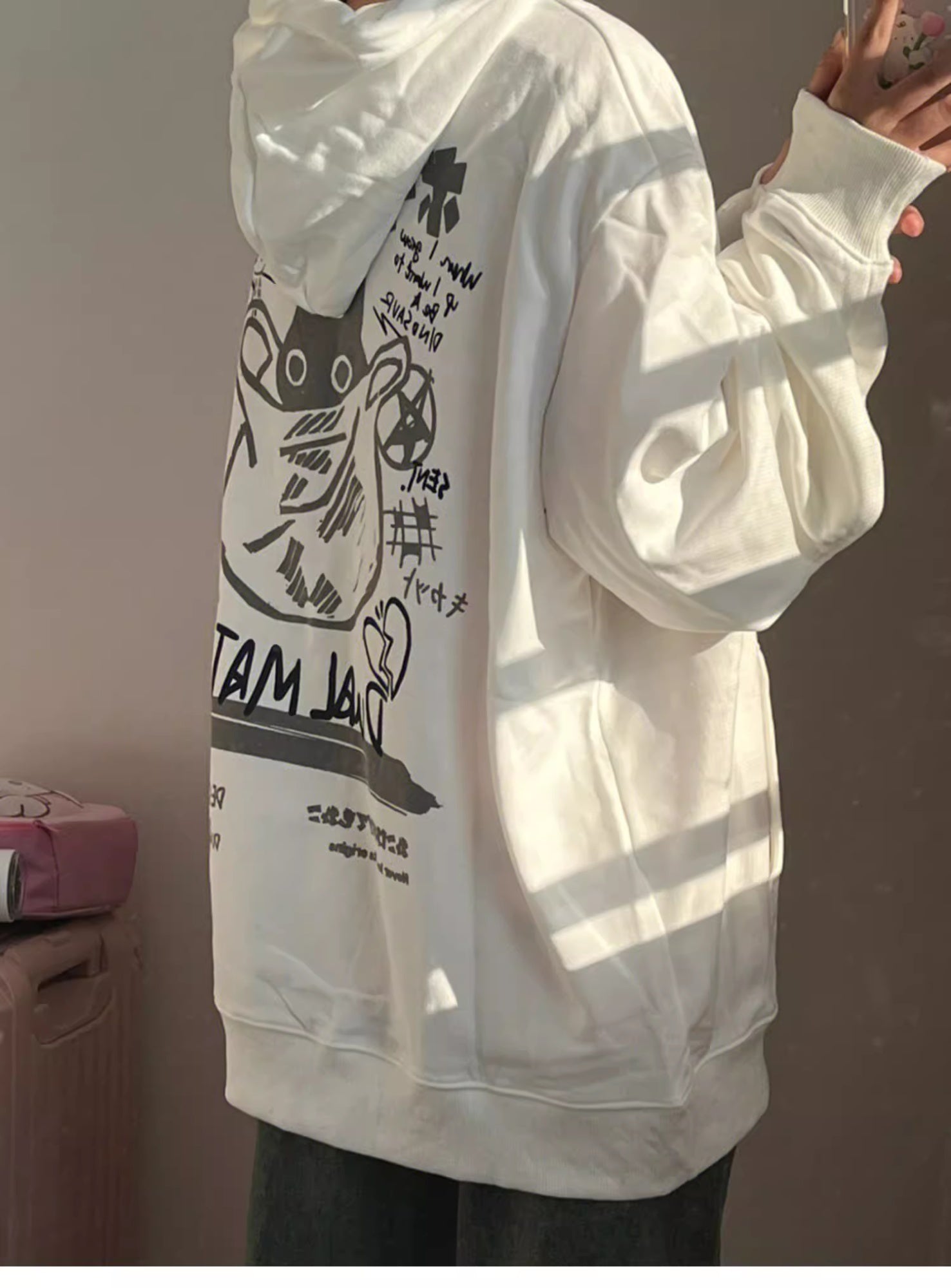 Korean Style Loose Cartoon Anime Hoodie for Women