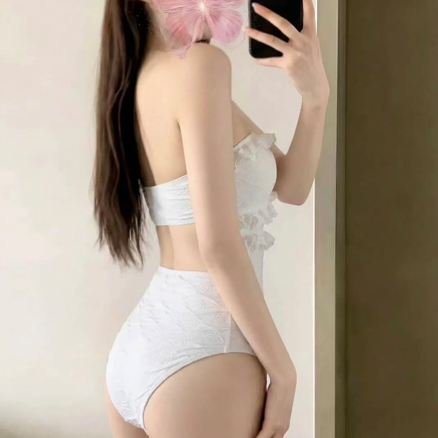 Chic Ruffled One-Shoulder White Slimming One-Piece Swimsuit