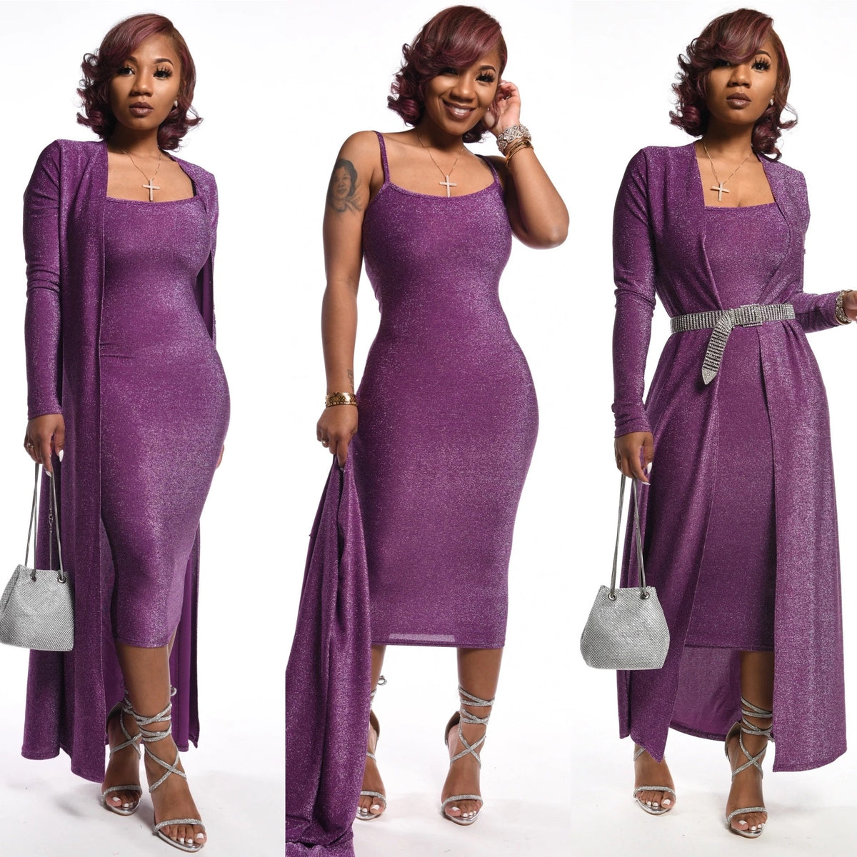 Womens Cardigan Jacket Fashionable and Sexy Two-piece Set