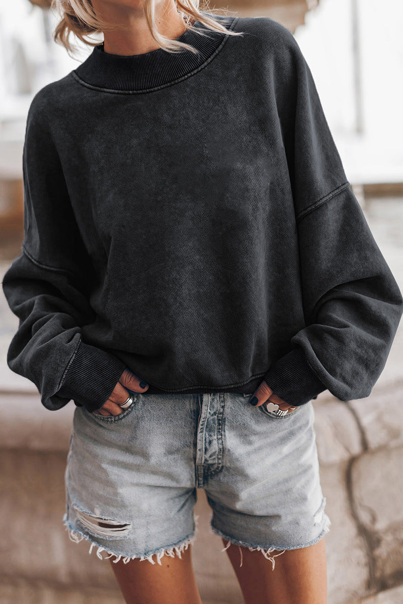 Cozy Solid Color Loose Crew Neck Casual Sweater