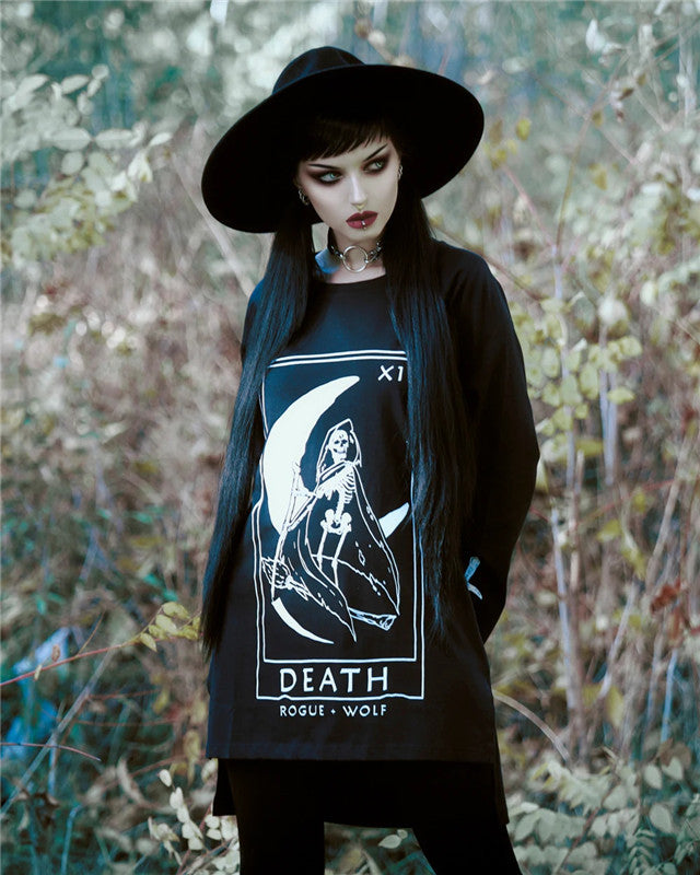 Gothic Dark Moon Letter Print Oversized Punk Sweater