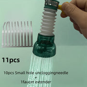 Extendable Rotatable Faucet with Filter and 10 Small‑Hole Cleaning Brushes – 11‑Piece Kitchen Sink Replacement Kit