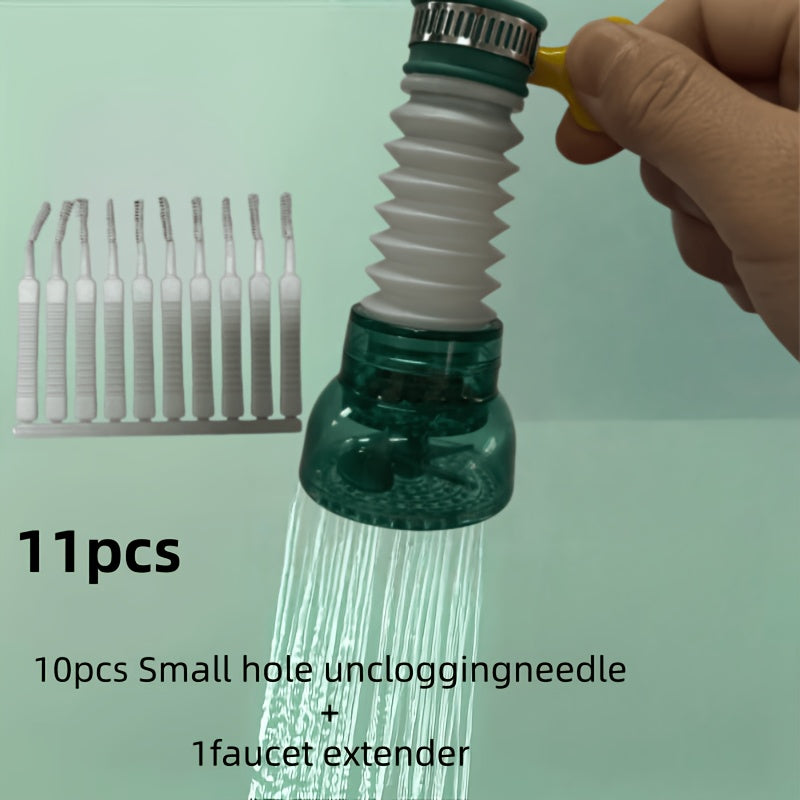 Extendable Rotatable Faucet with Filter and 10 Small‑Hole Cleaning Brushes – 11‑Piece Kitchen Sink Replacement Kit