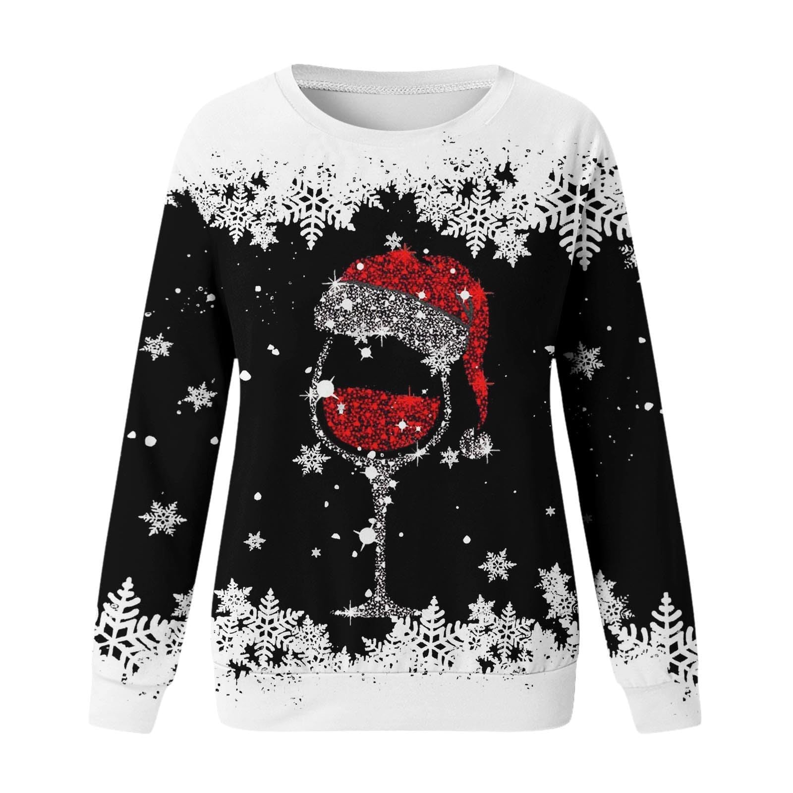 Festive 3D Print Christmas Women's Casual Crewneck Sweater