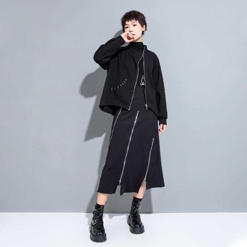 Edgy Irregular Casual Women's Short Coat
