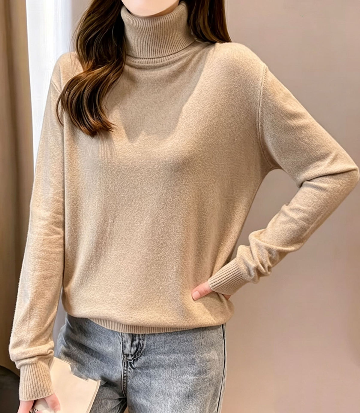 Womens Turtleneck Pullover Sweater Top