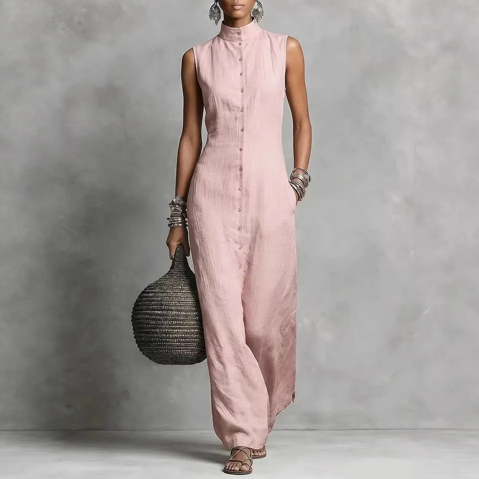 Chic Sleeveless Stand-Collar Jumpsuit for Women