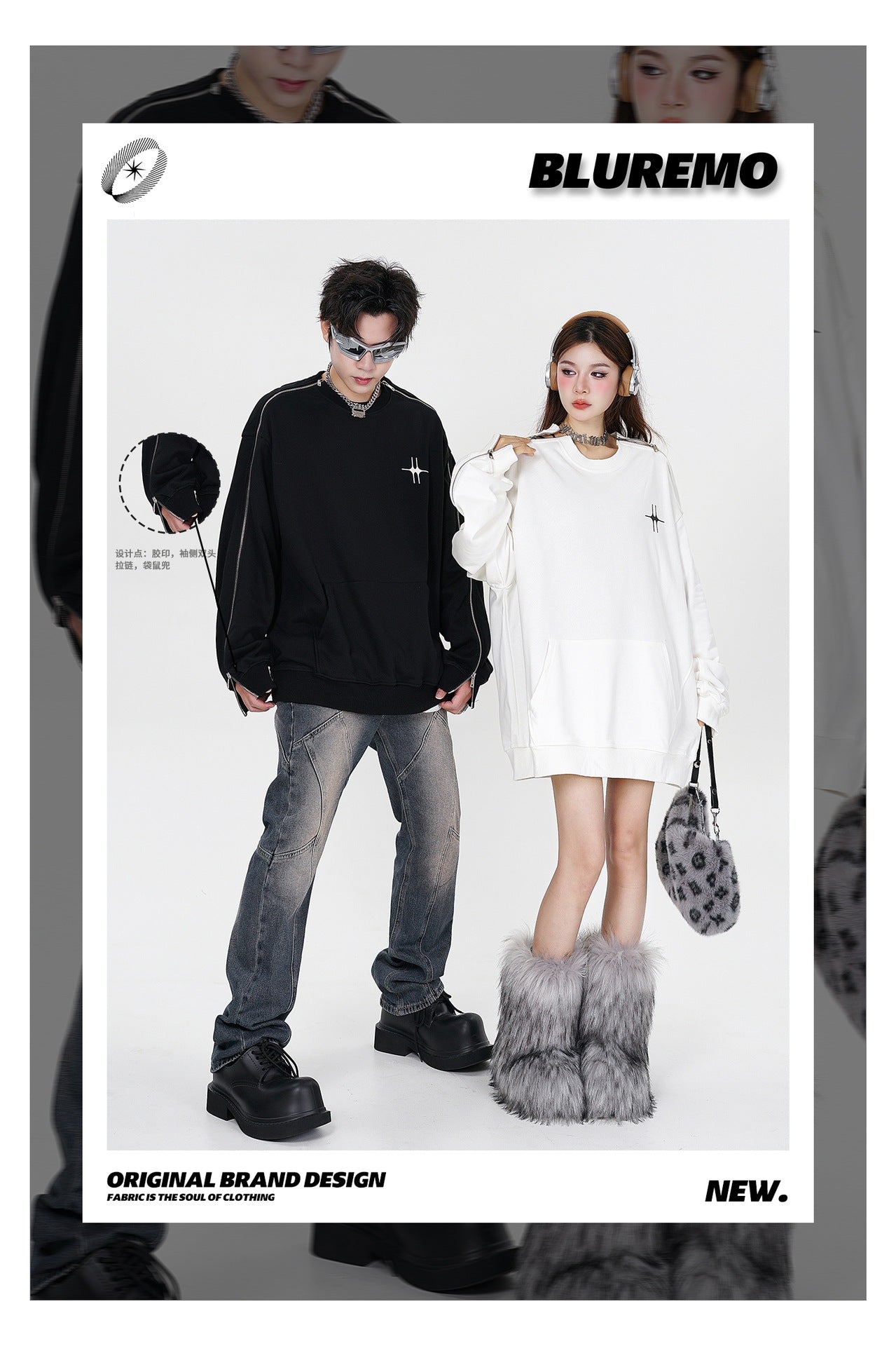 Letter Print Zipper Pullover Sweatshirt