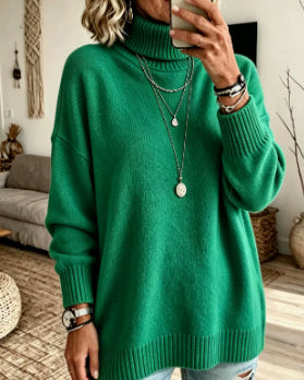 Womens Velvet Long-sleeve Turtleneck Sweater