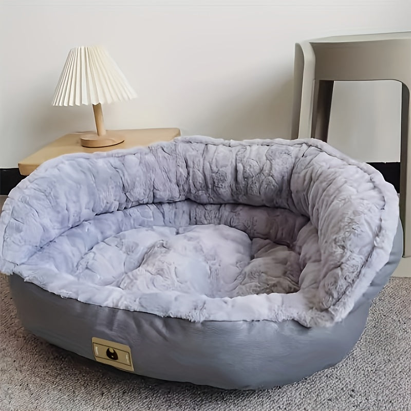Cozy Round Dog Bed With Plush Cover & Non-Slip Bottom - Machine Washable Soft Polyester, Fits Up To 10, 196.21Lb, Grey - Perfect For Small To Large Breeds, Adds Comfort To Your Home, Dog Bed For Sm...