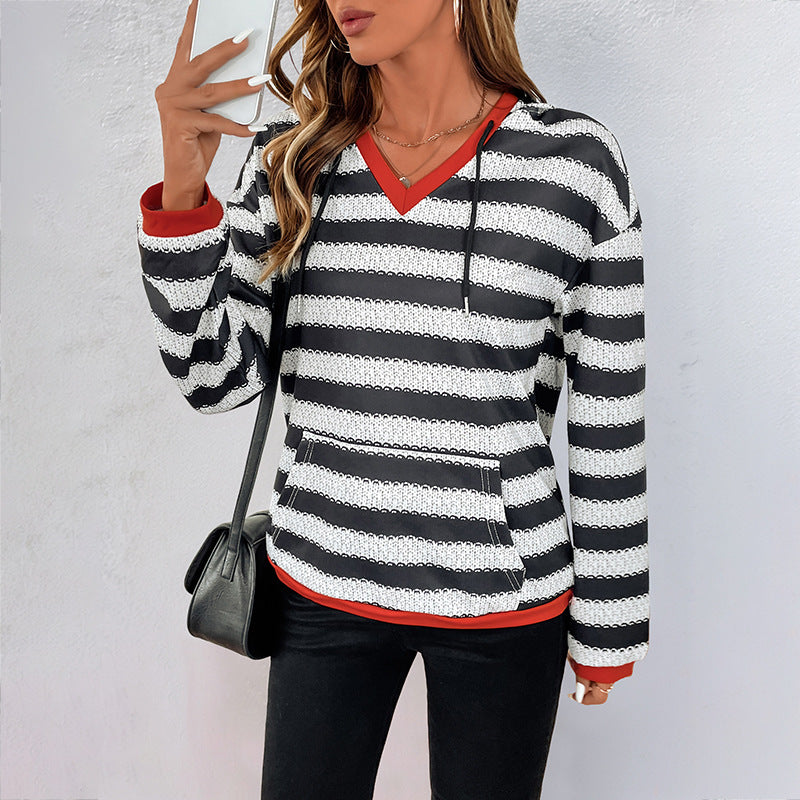Chic Black & White Striped Pullover Sweater for Women