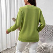 Autumnwinter New Vintage Loose Crew-neck Casual Knitted Cardigan Top for Women