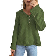 Women's Fashion New Loose Button Knitted Shoulder Sweater