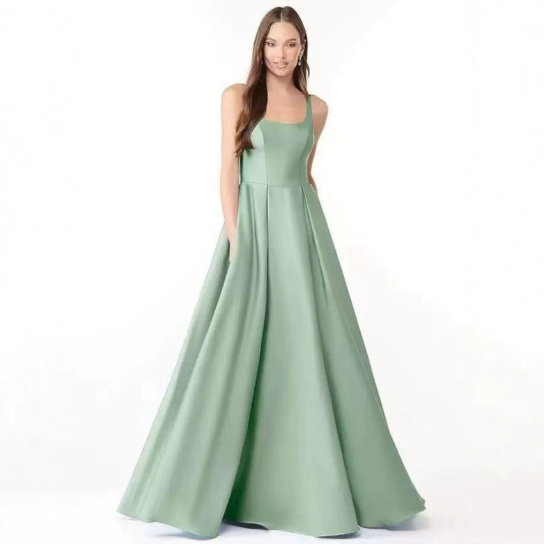 Evening Gown with Straps for Western Banquets