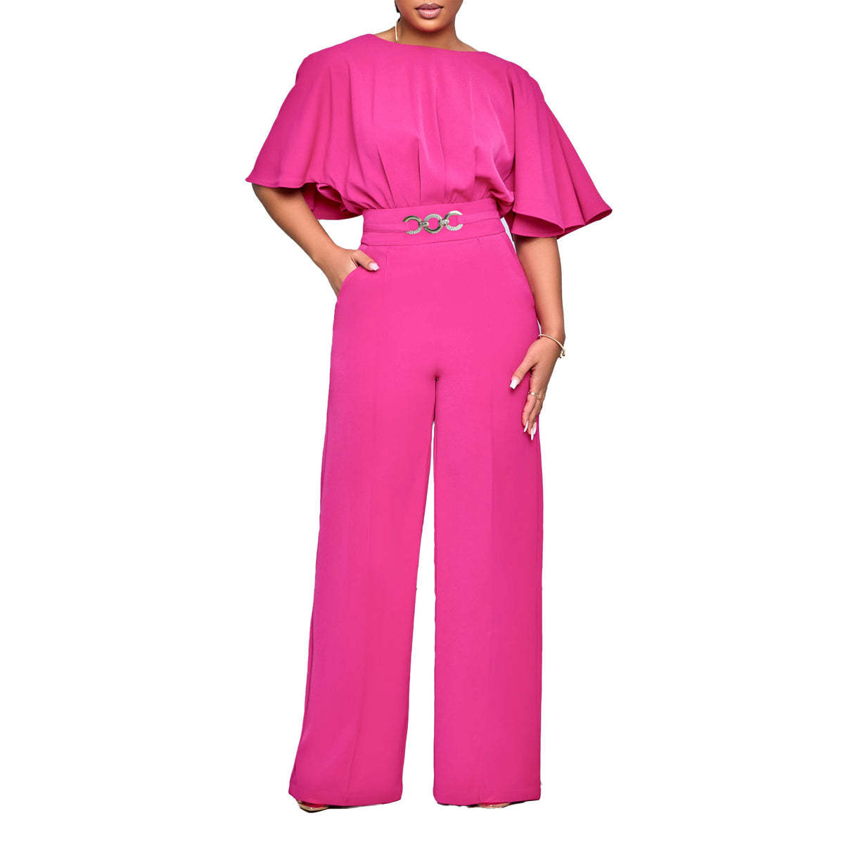 Elegance Plus Size High Waist Wide Leg Jumpsuit