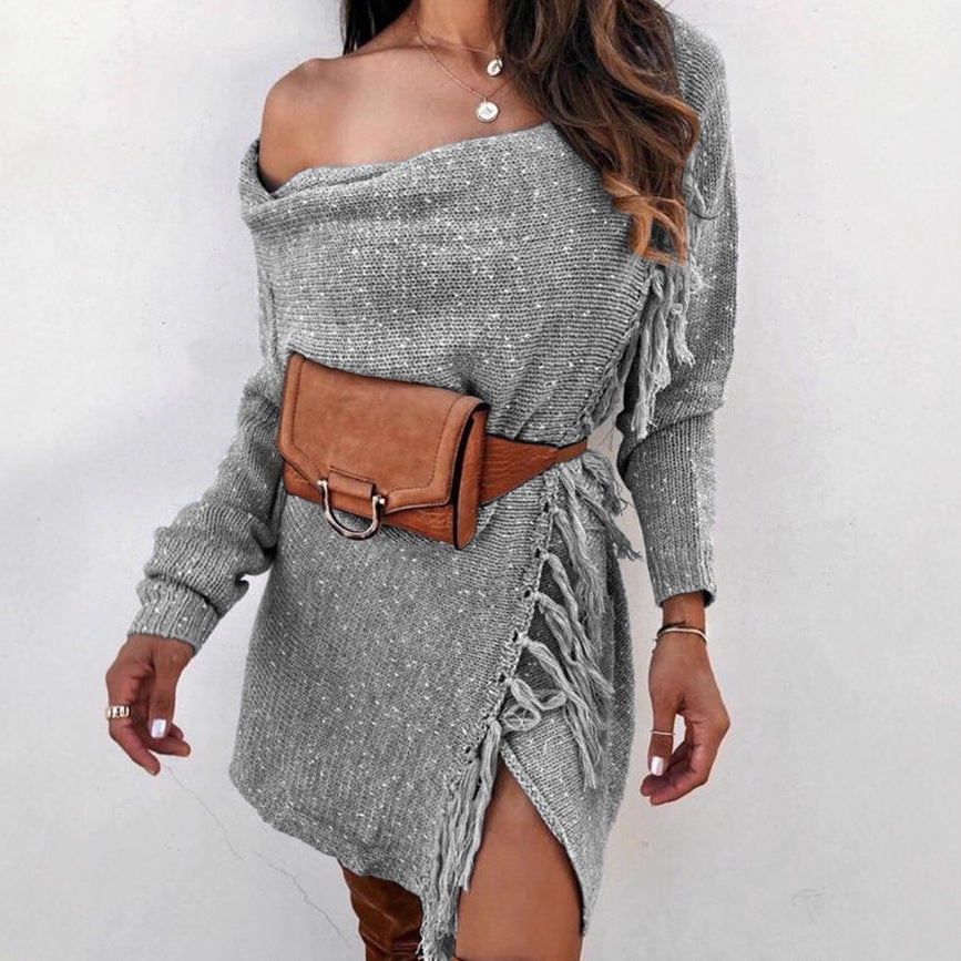 European and American Knitted Tassel Sweater Coat