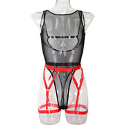 Colorblock Backless Mesh Jumpsuit