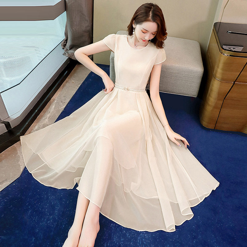 Womens Elegant French-style Chiffon Dress