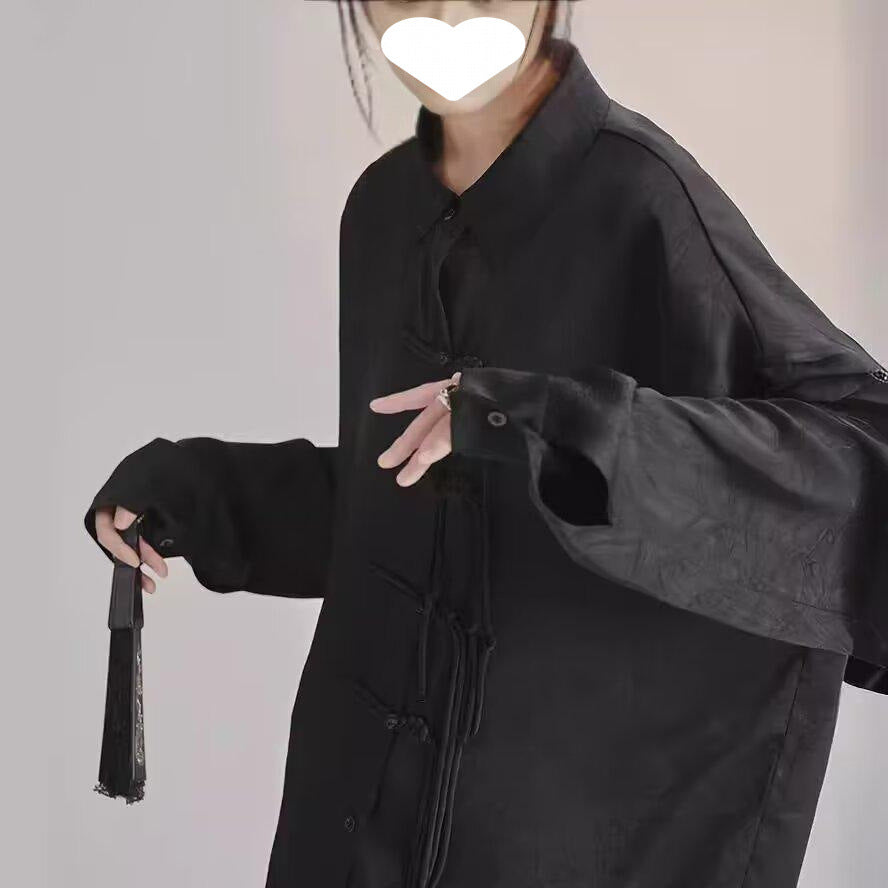 Chinese Lapel Chinese Knot Button Shirt Teenagers