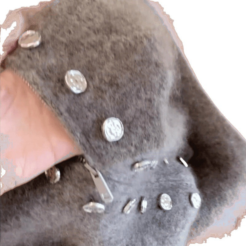 Thickened Lazy Zipper Collar Sweater Coat for Women