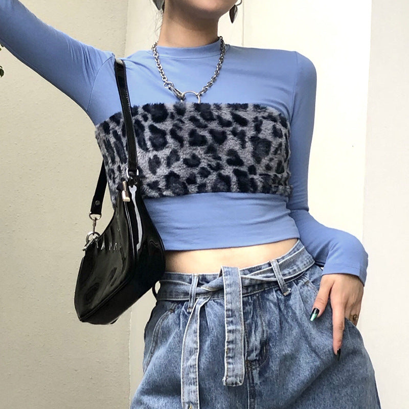 Women's Leopard Print Slim Long Sleeve Top