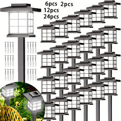 Solar-powered LED outdoor path lights with 10-hour runtime