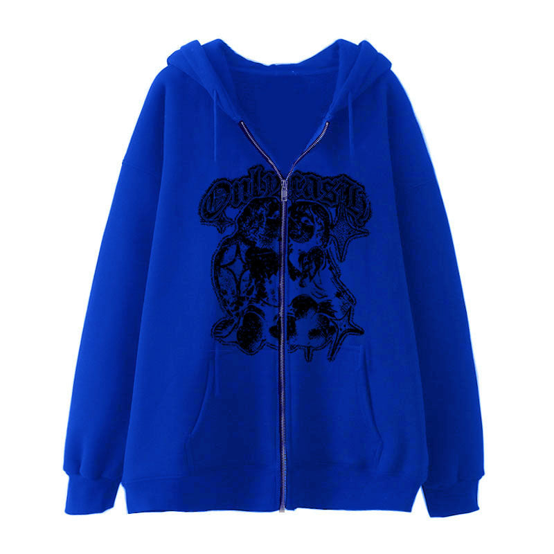 Women's Angel Wings Zip-Up Casual Streetwear Hoodie