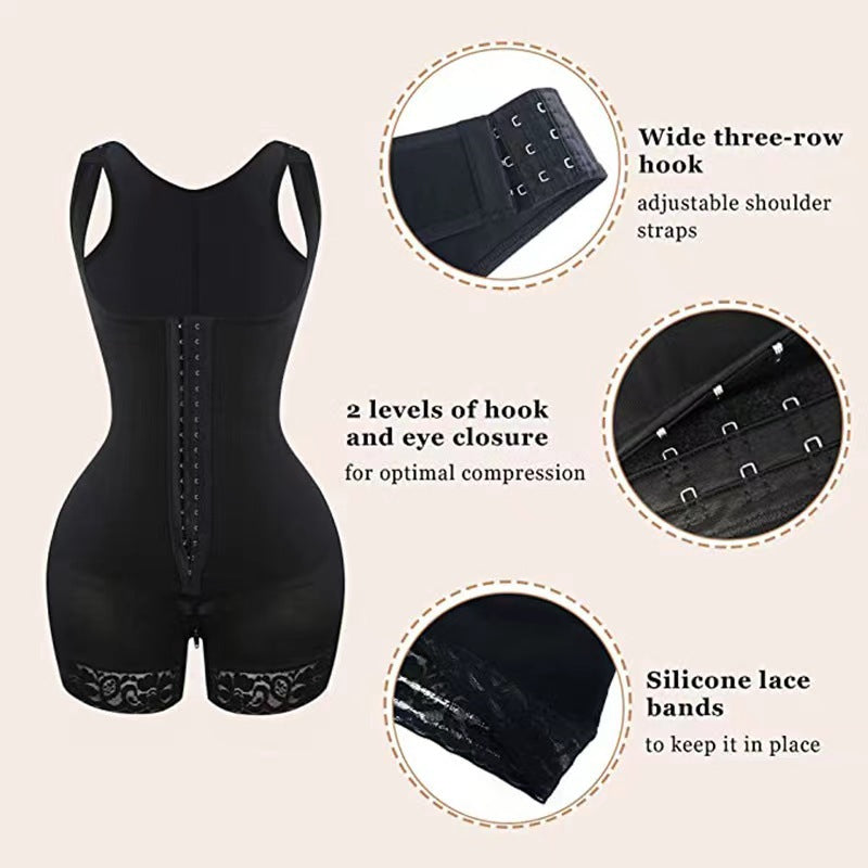 European And American Corset One-piece Zipper Bottom Crotch Belly Contracting Hip Lifting Enhanced Version