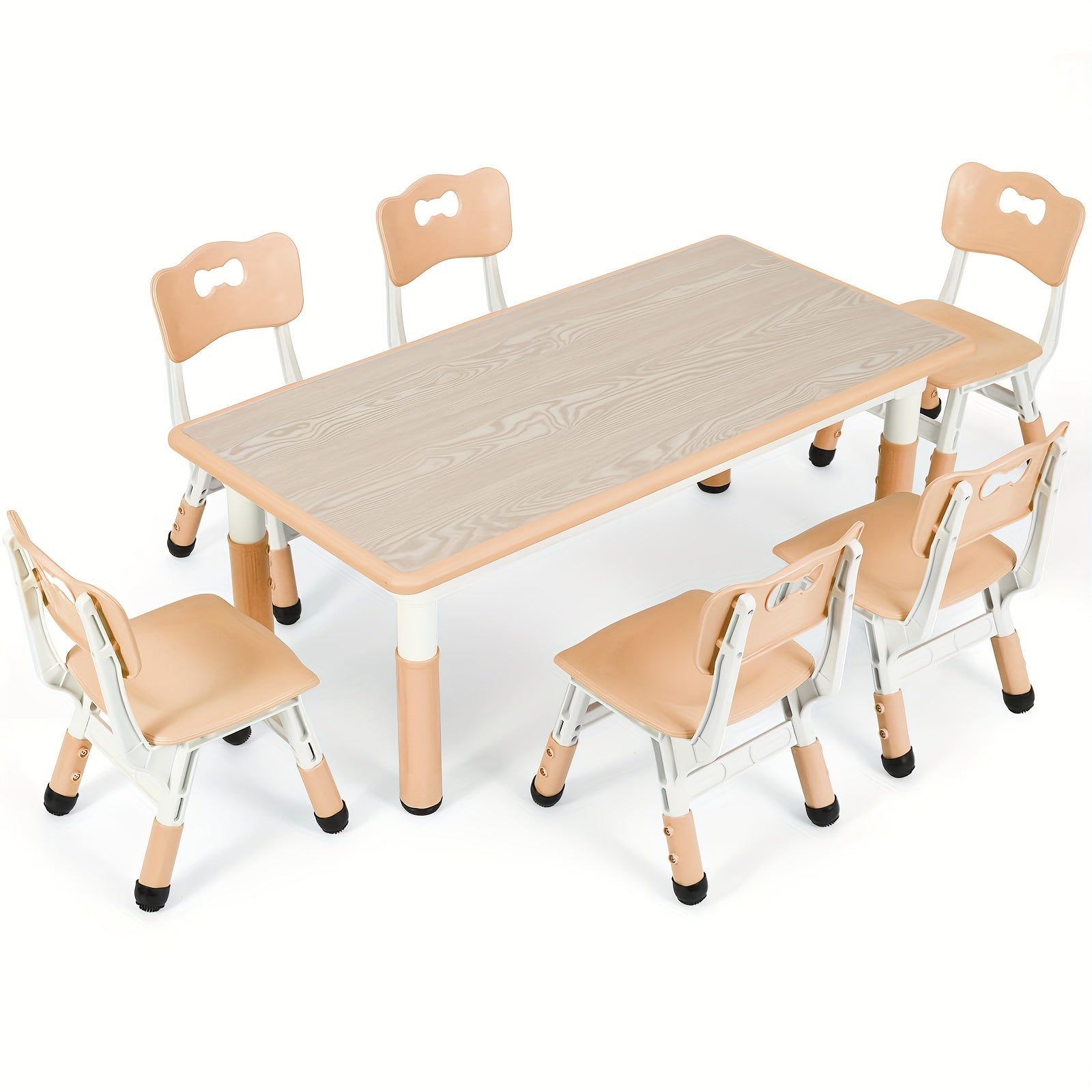 [Halloween Christmas Gifts] Adjustable Tables And 6 Chair Suits, Game Activity Table Sets With Graffiti Desktop, Preschool Table For Reading, Drawing, Eating, For Boys And Girls Halloween Christmas Gifts